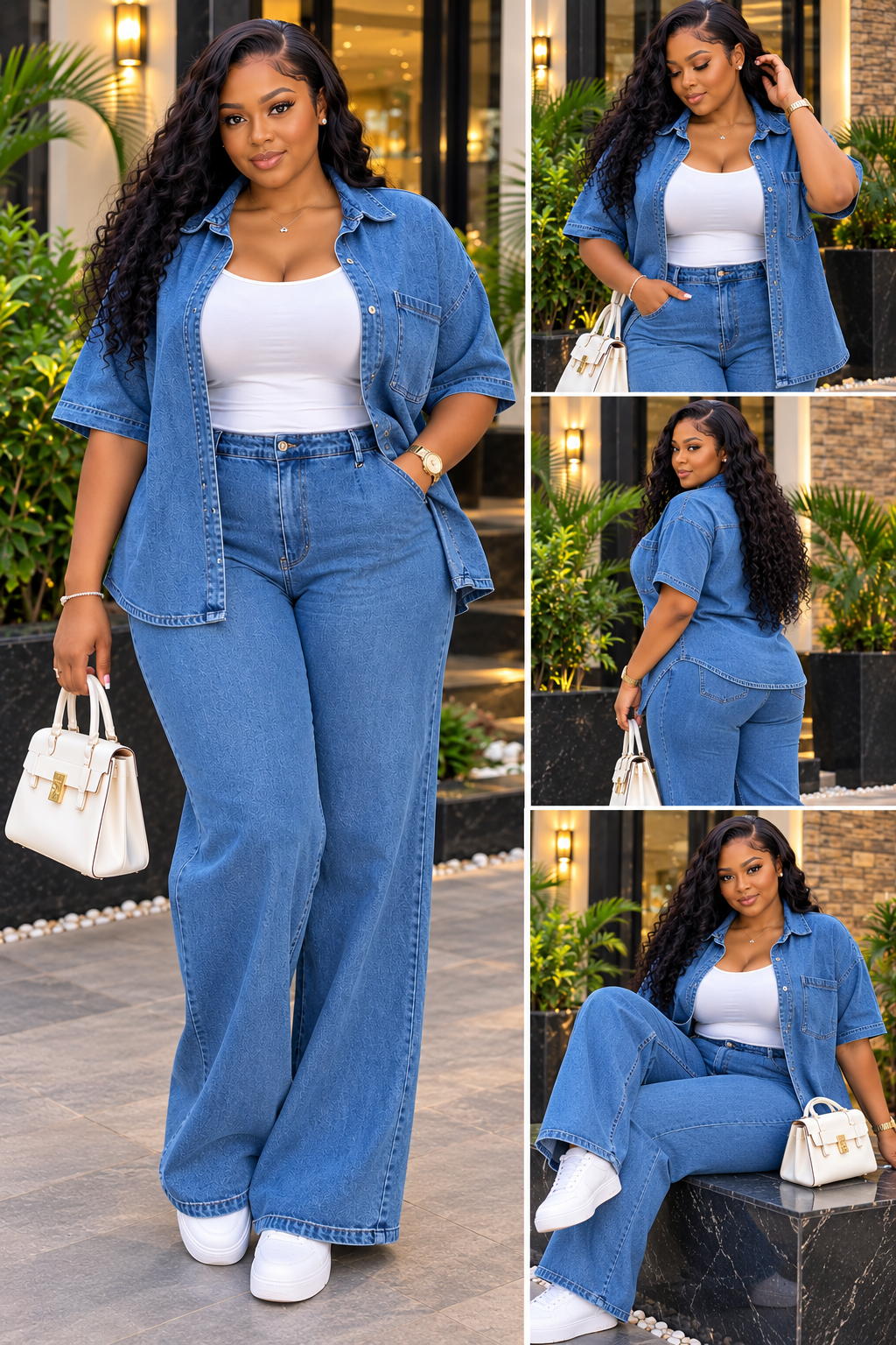 Ensemble Jean Bleu – Chemise Oversize & Pantalon Large