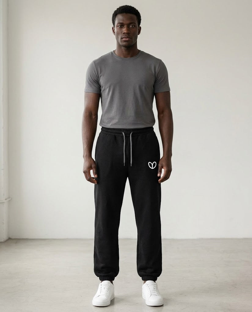 Jogging homme molleton uni à motif imprimé sur la cuisse, Tendressa