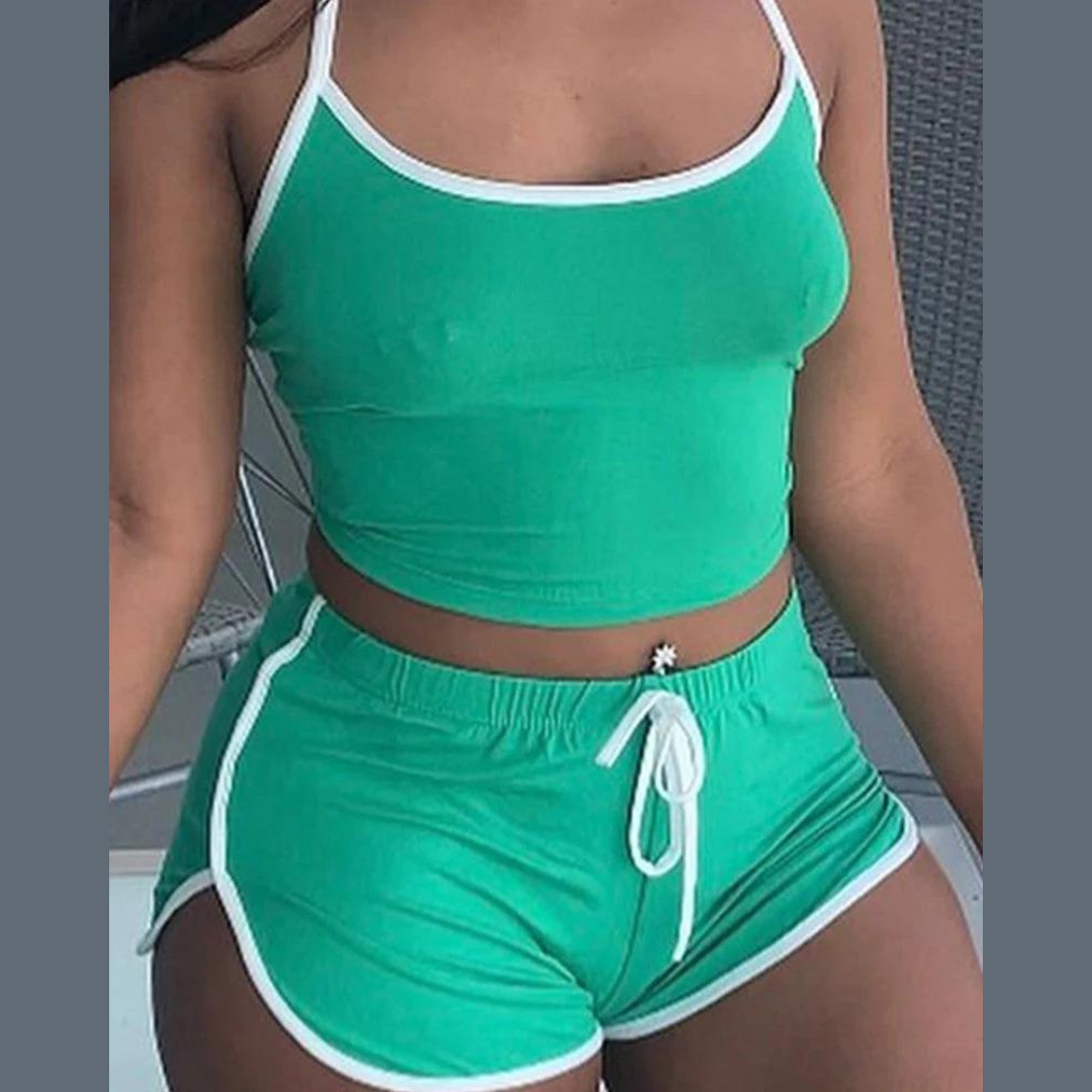 Ensemble Haut Court Et Short à Dos Nu Contrasté