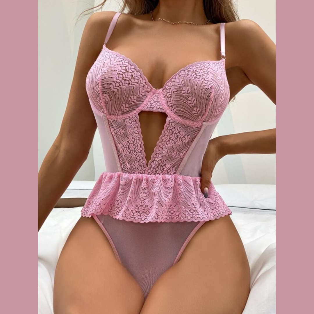 Body à motif dentelle rose - Élégance et Séduction