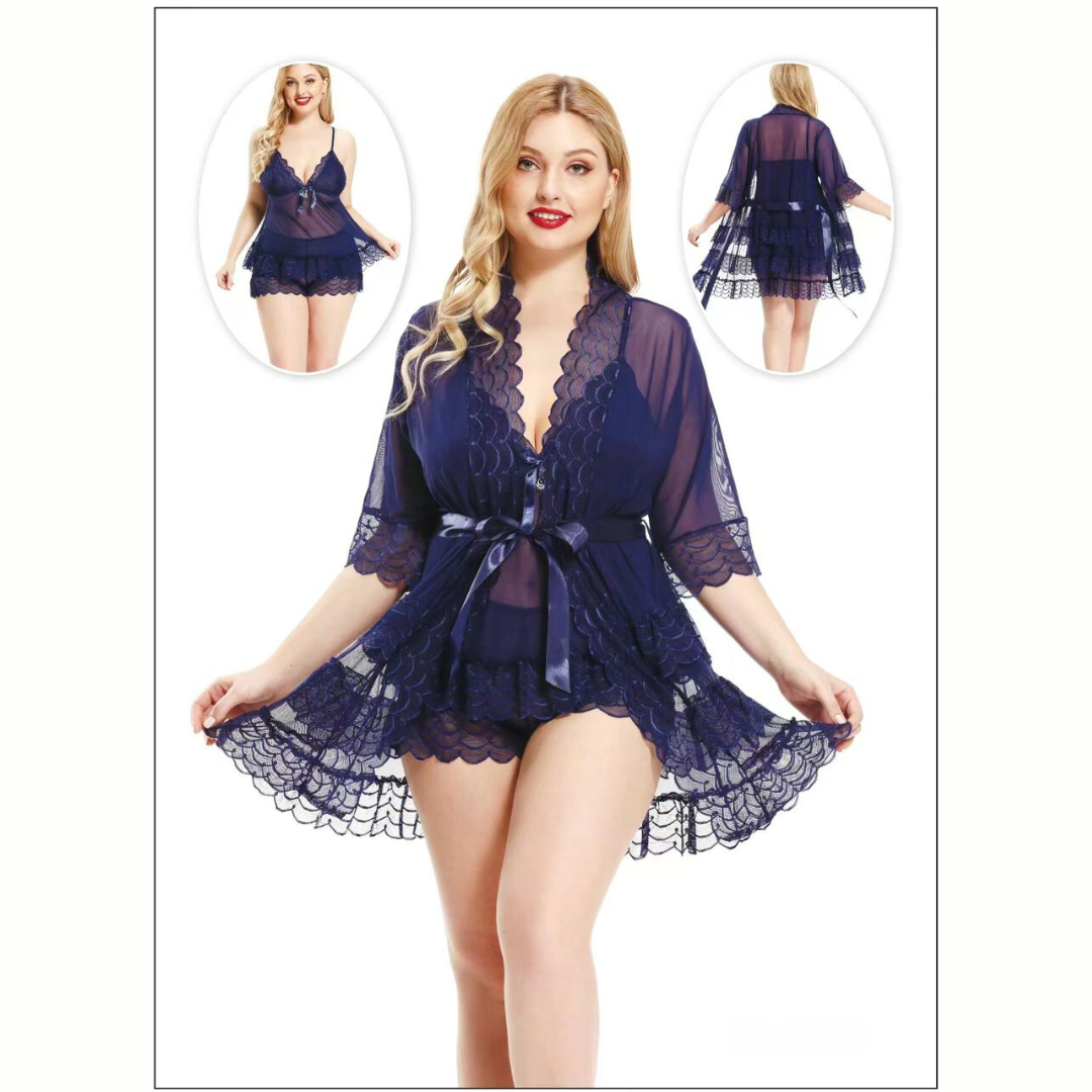 Robe de Nuit en Dentelle Bleue Élégante