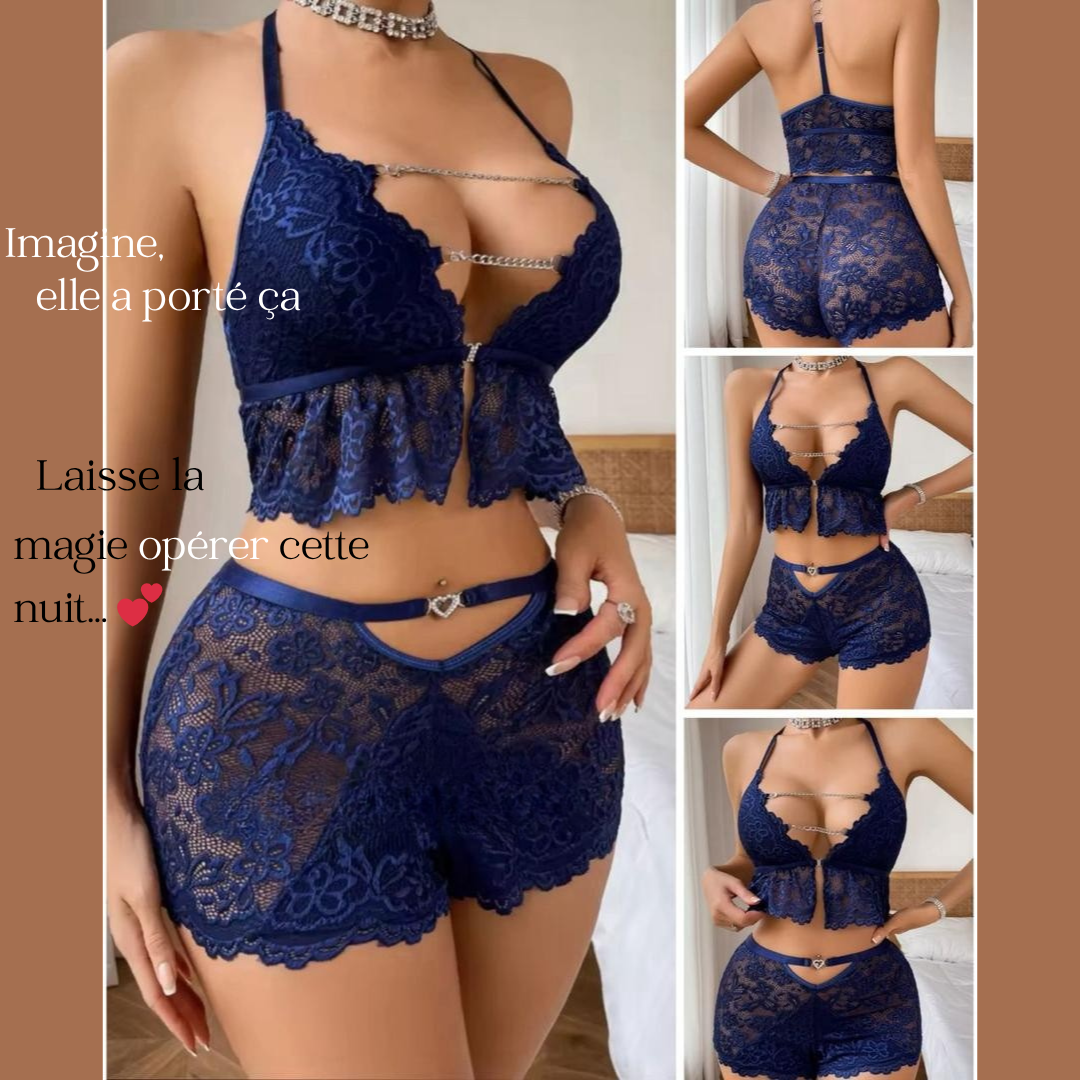 Ensemble Douce Nuit Bleue – Charme et Élégance Intime