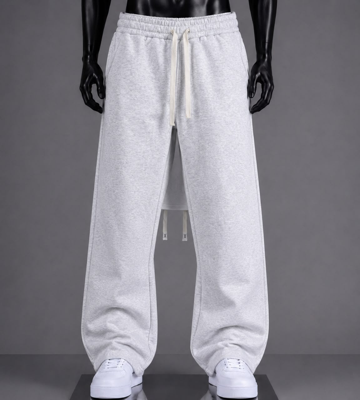 Pantalon large gris chiné essentiel