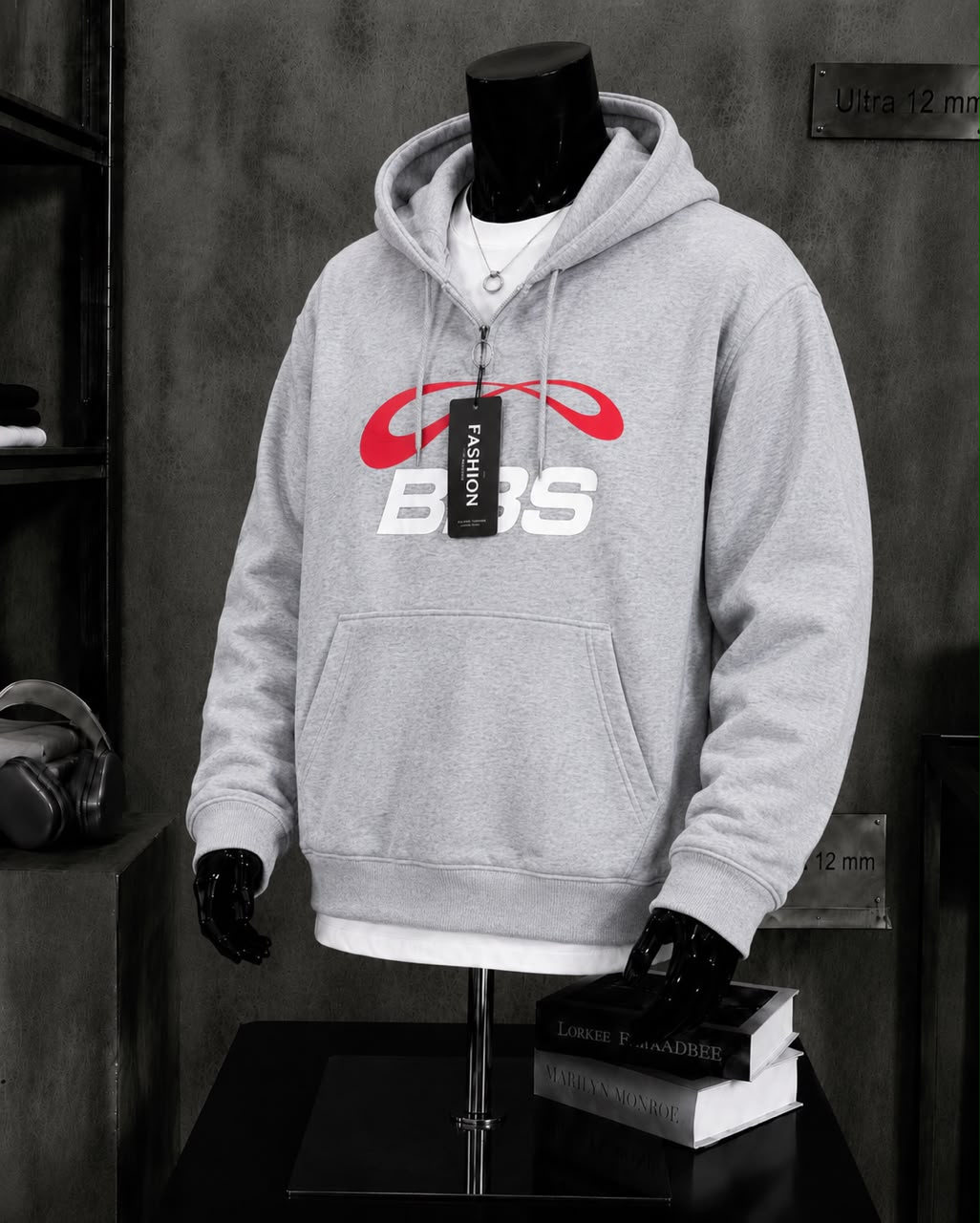 Sweat zippé gris signature BBS