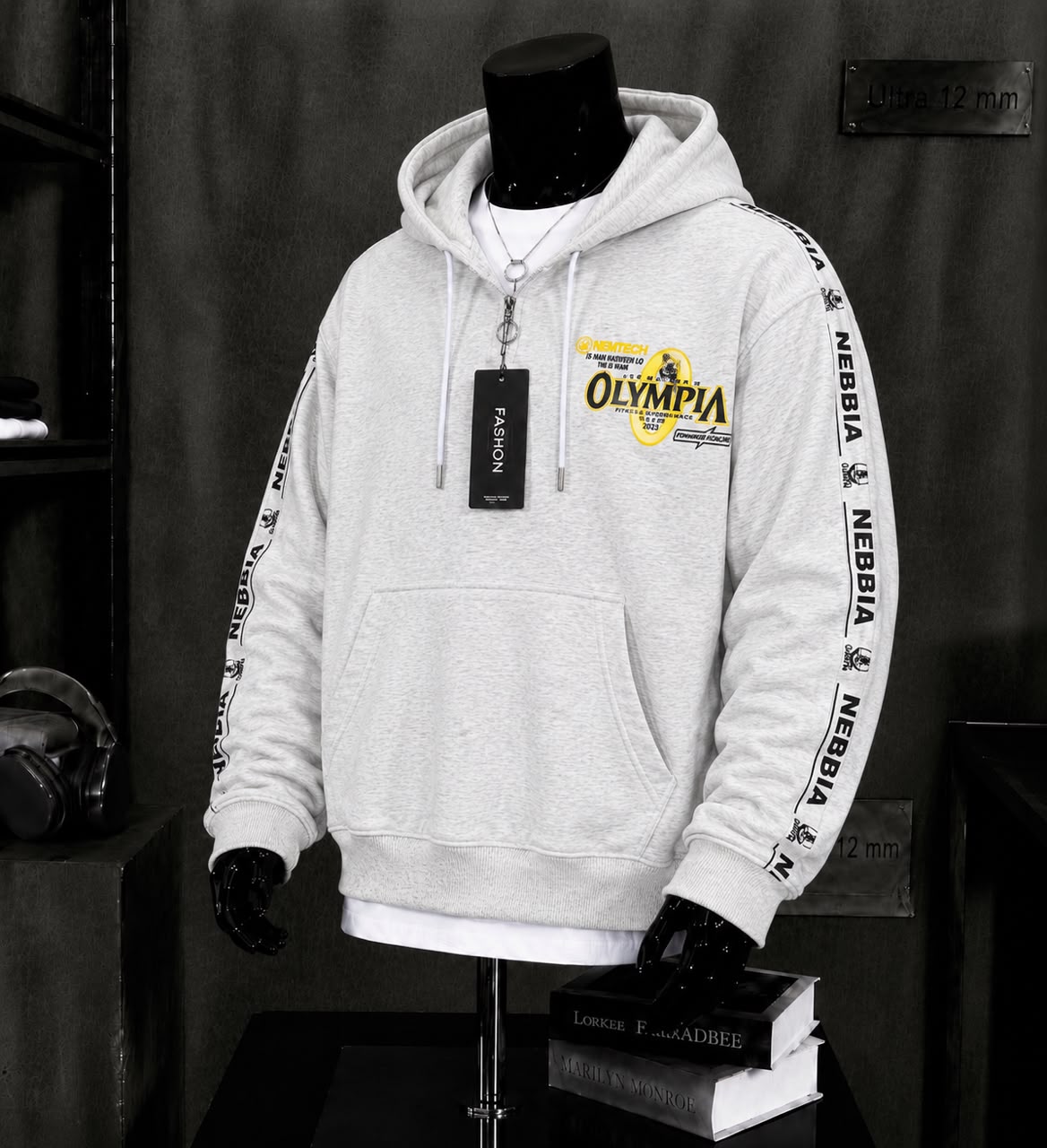 Sweat zippé gris clair Olympia Nebbia