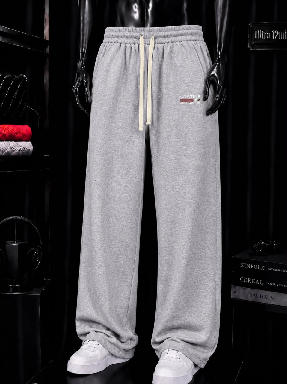 Pantalon jogging gris logo bordeaux