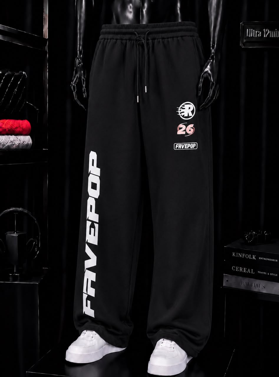 Pantalon jogging noir lettrage racing