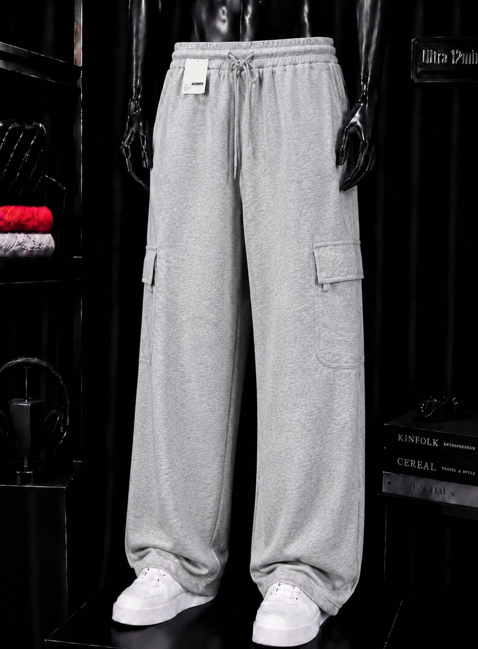 Pantalon cargo gris chiné