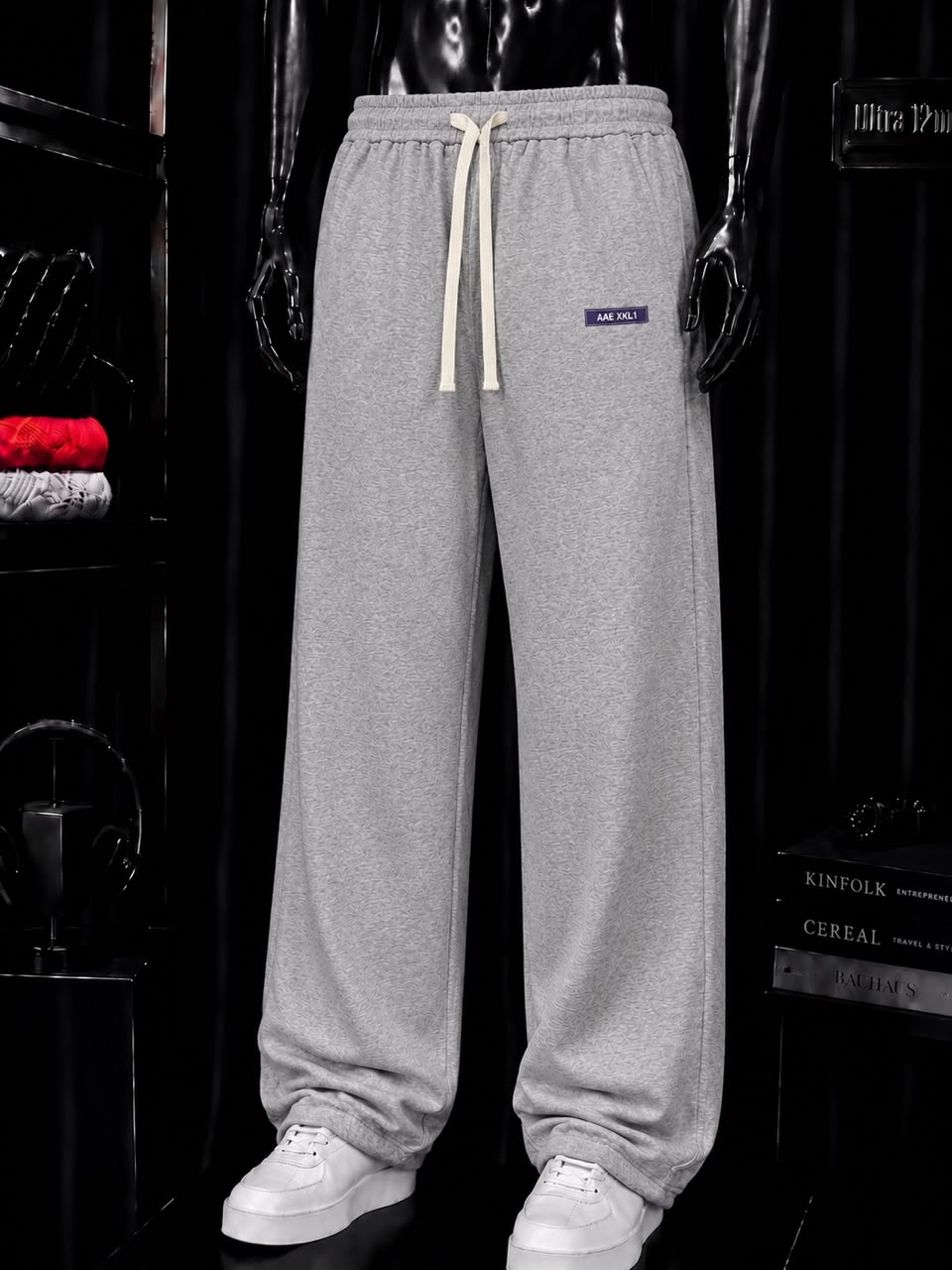 Pantalon jogging gris patch indigo
