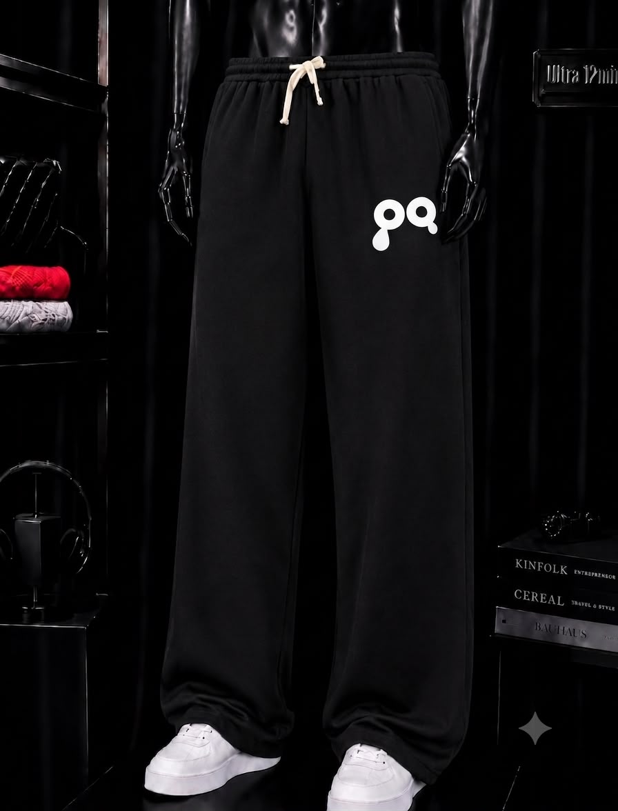 Pantalon jogging noir logo blanc