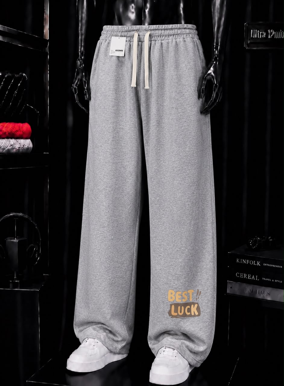 Pantalon jogging gris large imprimé