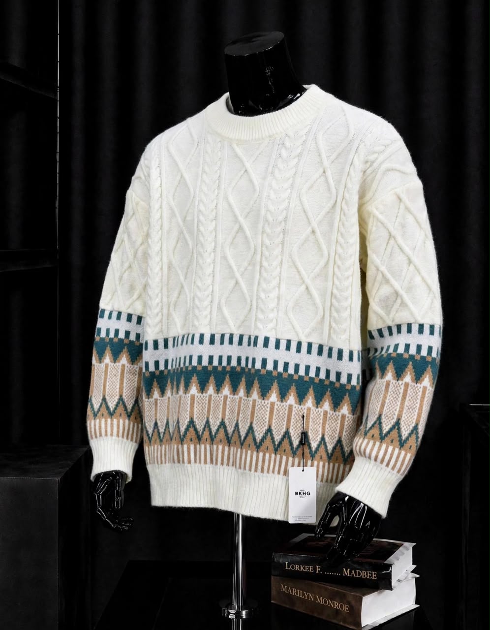 Pull Homme Torsadé à Motifs Géométriques – Style Chic