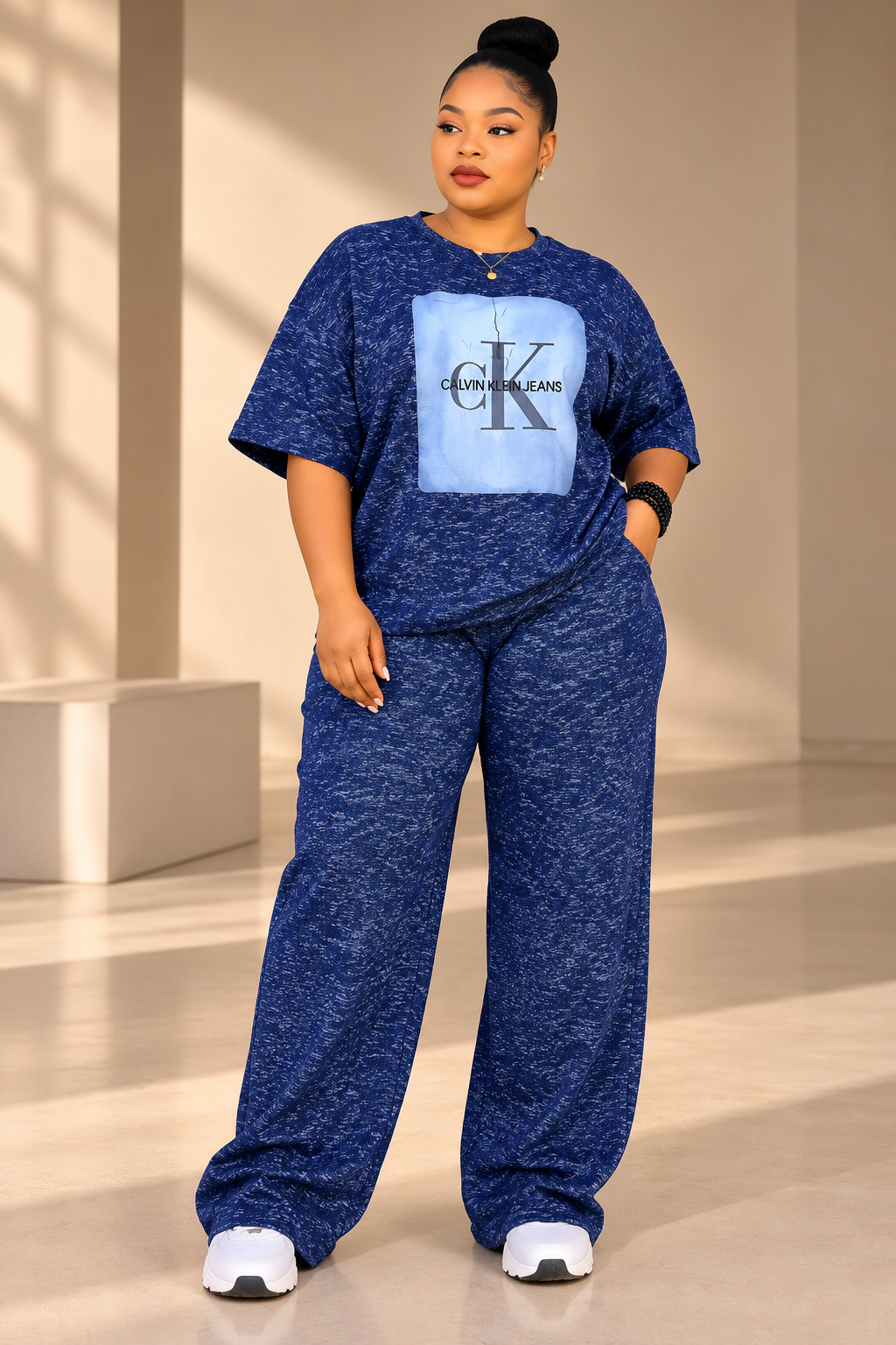 Ensemble 2 Pièces Bleu Chiné