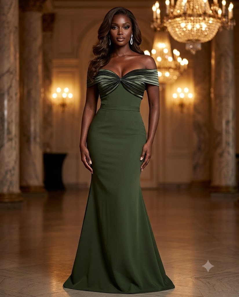 Robe longue bustier drapé épaules nues