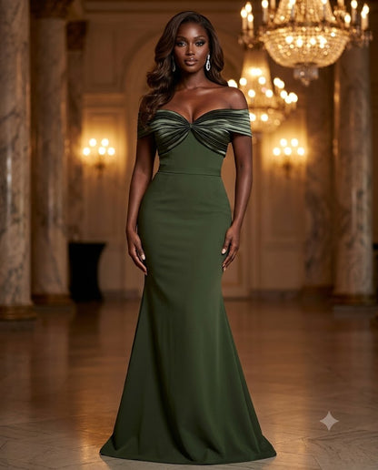 Robe longue bustier drapé épaules nues