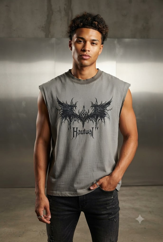 T-shirt Hautual Gris Sans Manche Tendressa