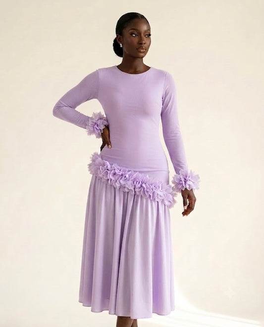 Robe midi fleurie à voile