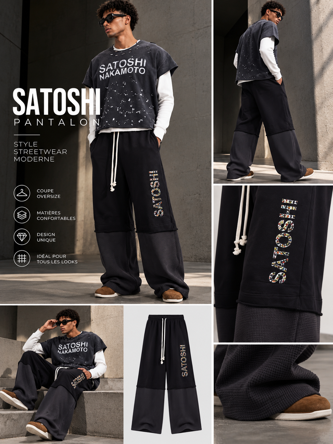 Pantalon Cargo Oversize Streetwear « Satoshi »