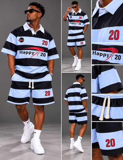Ensemble Homme 2 Pièces Polo Rayé & Short – Style Urbain Tendance