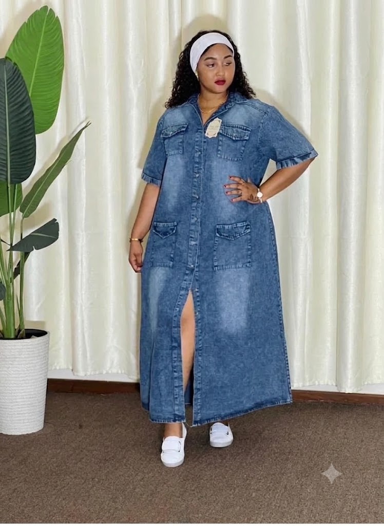 Robe chemise en jean quatre poches