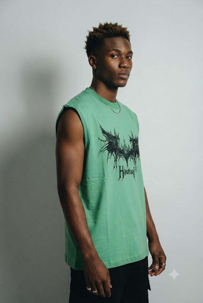 T-shirt Hautual Vert Menthe Sans Manche Tendressa
