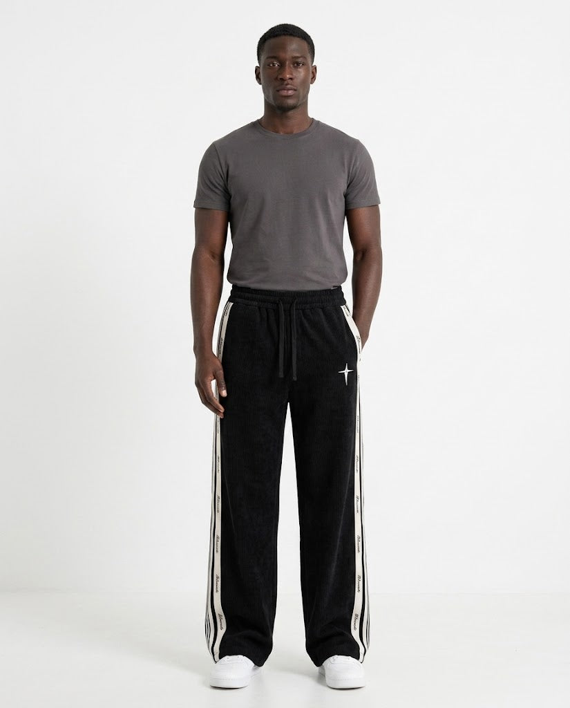 Pantalon homme velours côtelé à jambes larges et bandes latérales, Tendressa