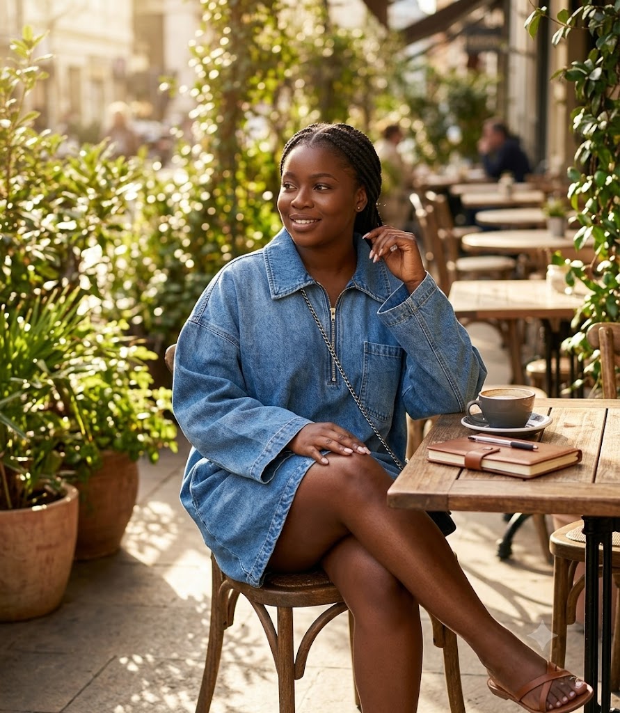 Robe courte en jean zippée oversize