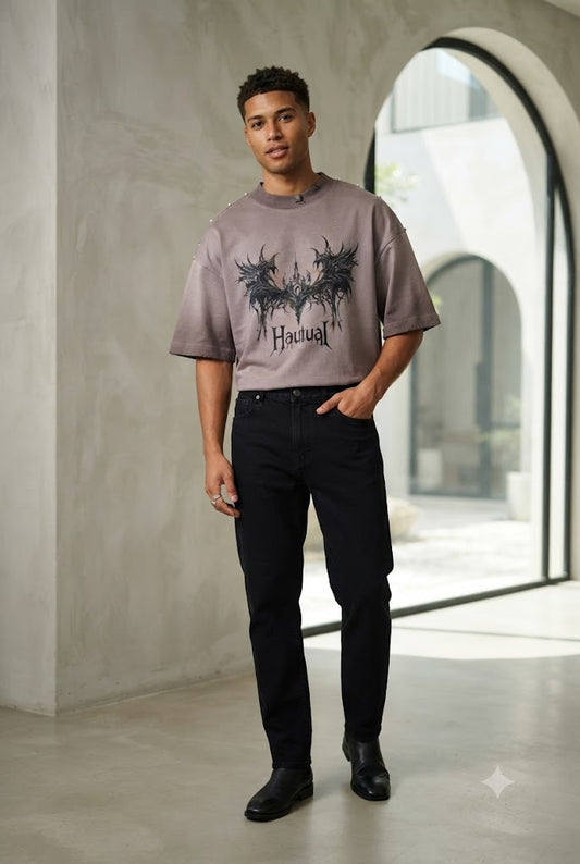 T-shirt Hautual Mauve Manche Courte Tendressa