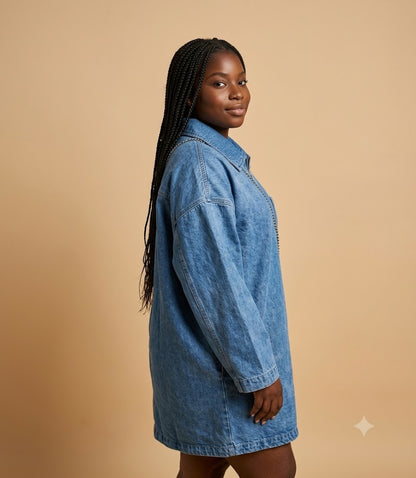 Robe courte en jean zippée oversize