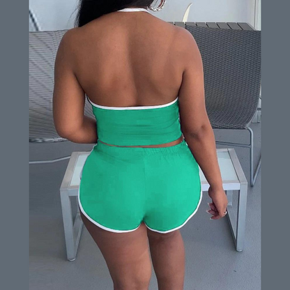 Ensemble Haut Court Et Short à Dos Nu Contrasté