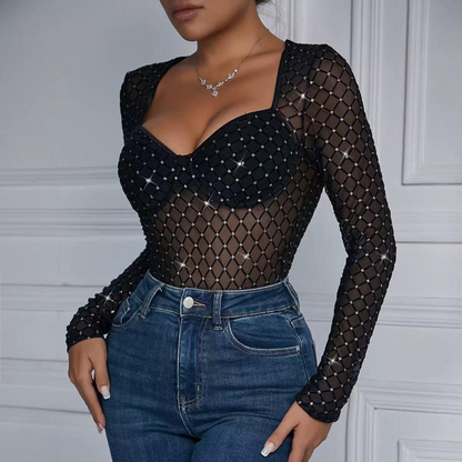 Élégance Cristalline : Le Body Glamour à Strass