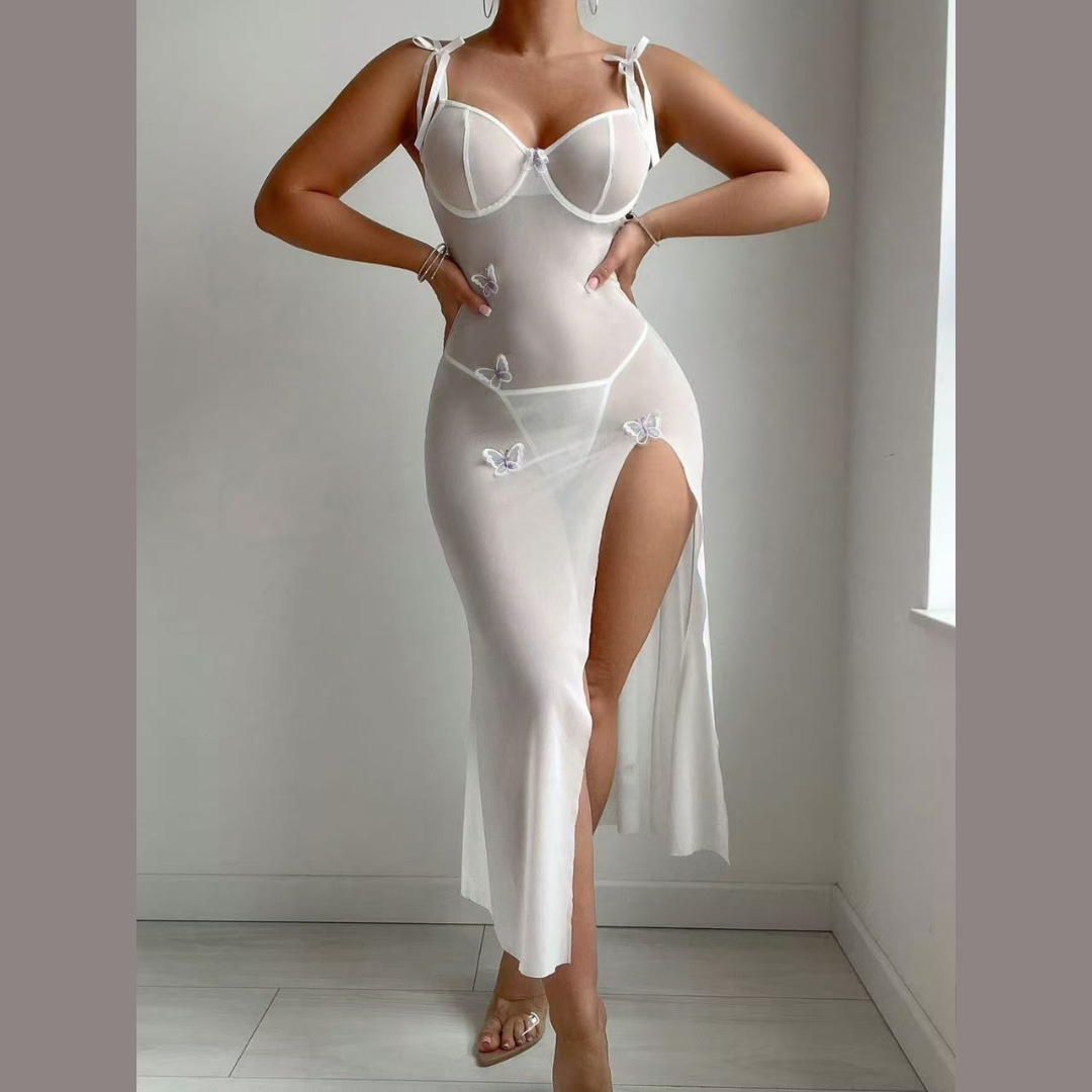 🦋 Robe de Nuit Papillon – Élégance & Séduction
