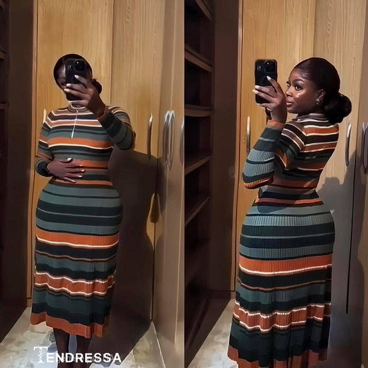 Robe Moulante Rayée – Élégance et Confort au Quotidien