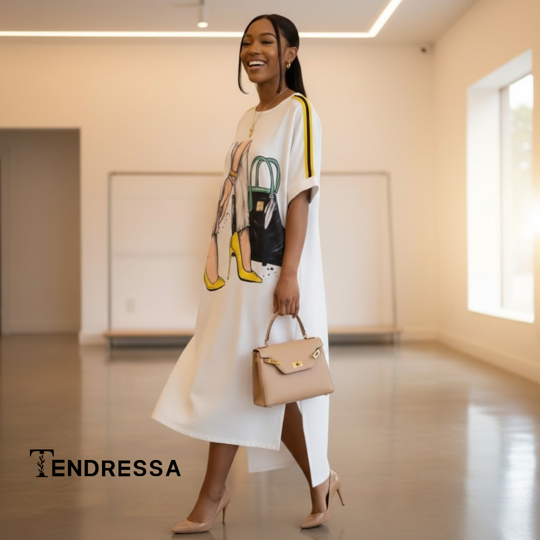 Robe - Shirt Tendance Imprimée – Style Chic & Décontracté