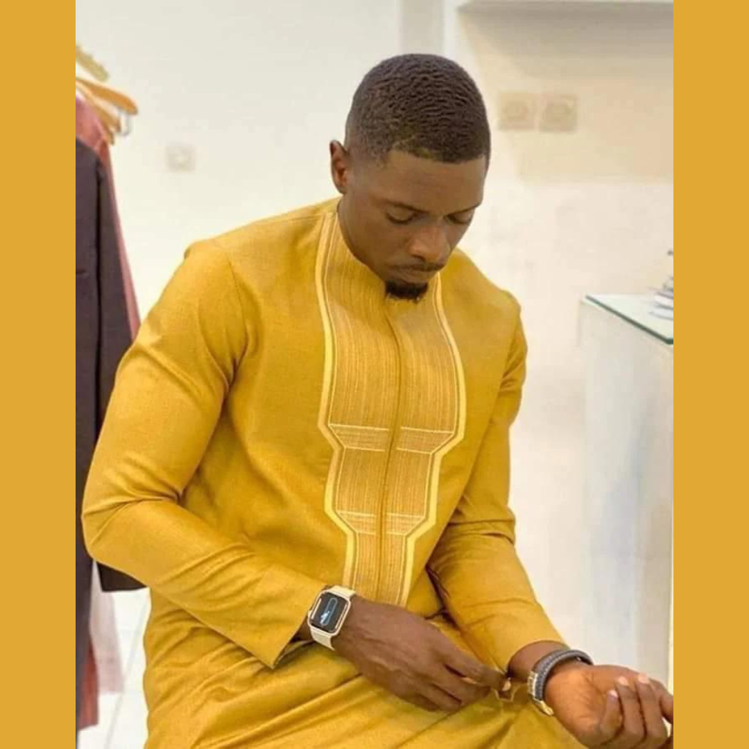 TUNIQUE HOMME 2 PIÈCES AVEC BRODERIE ÉLÉGANTE - STYLE ET CONFORT COMBINÉS EN UN SEUL VÊTEMENT