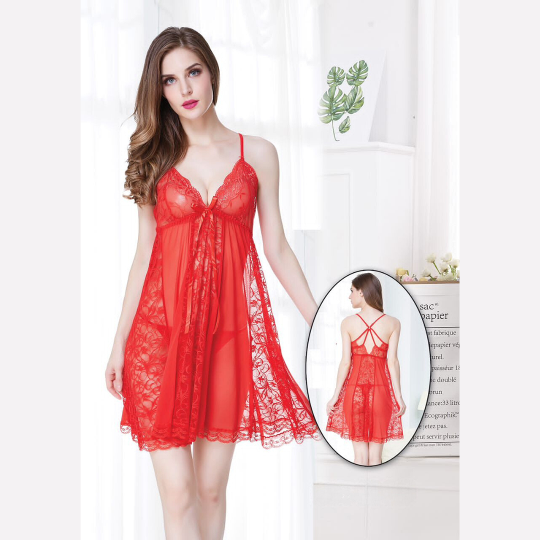 Ensemble 2 Pièces : Robe de Nuit Croisée et String