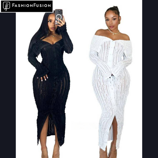 Robe Glamour à Manches Longues et Col en V : Élégance et Confort pour Toutes les Occasions