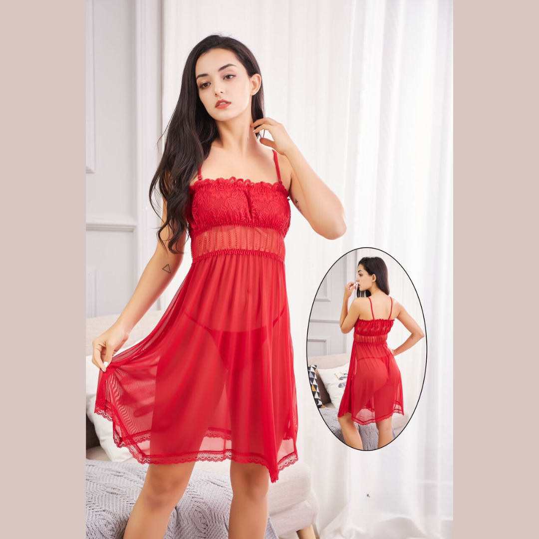 Robe de Nuit Sensuelle en Dentelle Transparente : Confort et Glamour Réunis