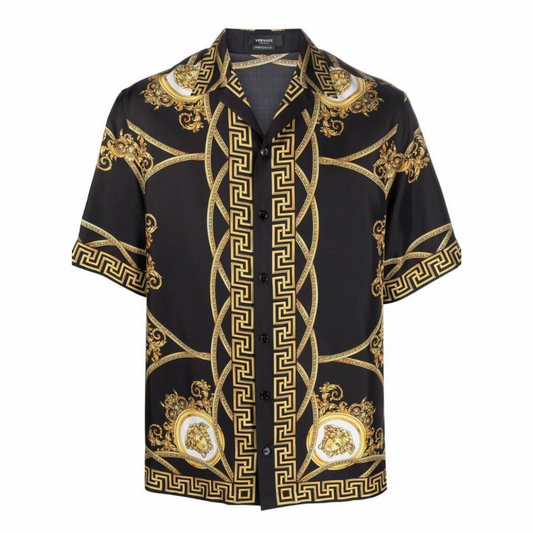 chemise à manches courtes avec imprimé motifs doré