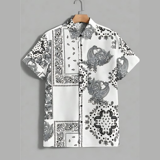 Chemise à manches courtes avec imprimé paisley et bandana
