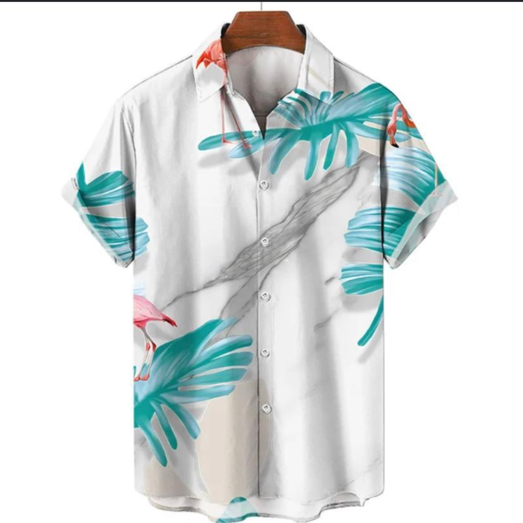 chemise à manches courtes avec imprimé tropical