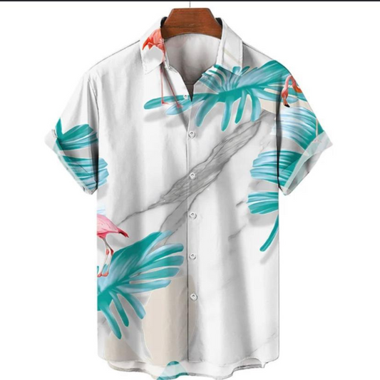 chemise à manches courtes avec imprimé tropical