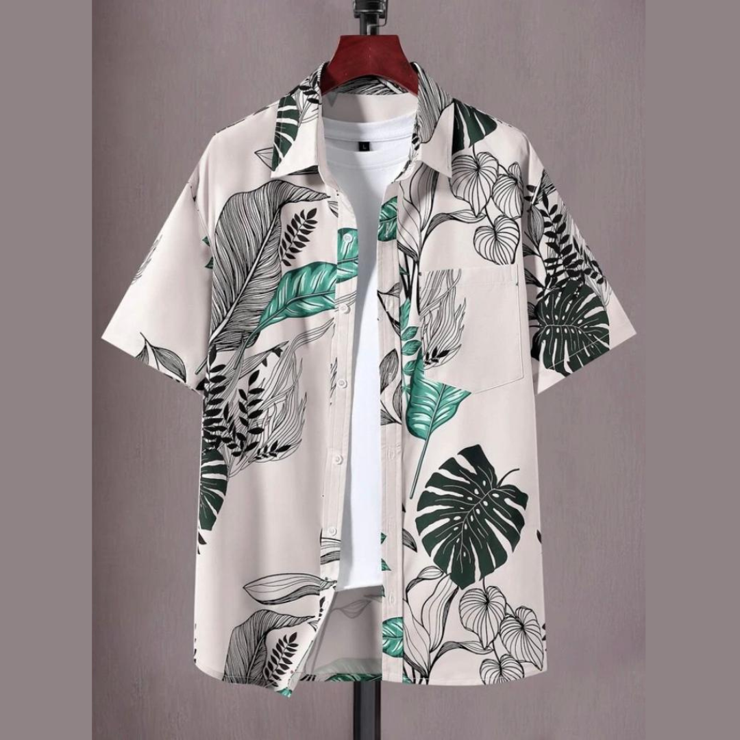 chemise à manches courtes a imprimé botanique