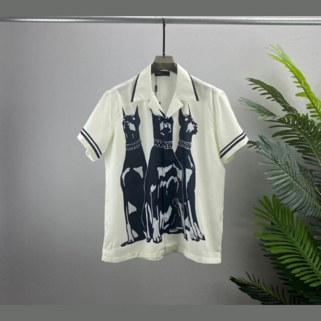 Chemise à manches courtes à motif Doberman