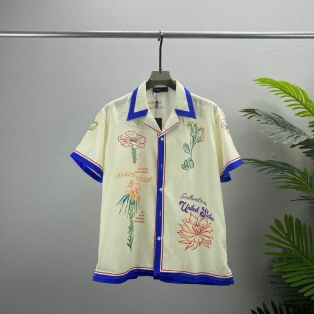 Chemise à manches courtes avec broderie florale