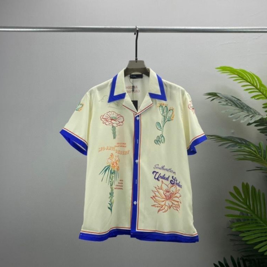 Chemise à manches courtes avec broderie florale