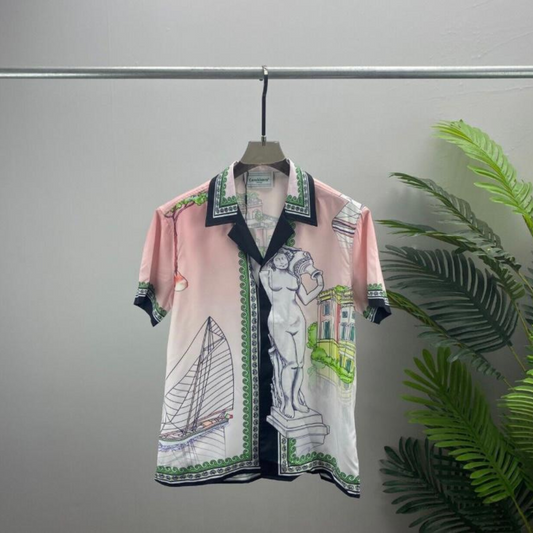 Chemise à motifs abstraits contemporains