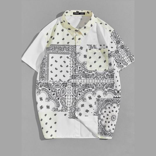 Chemise à manches courtes imprimée bandana
