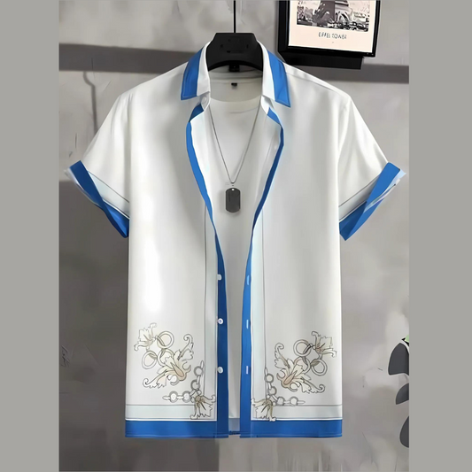 Chemise Élégante avec Détails Bleus - Style et Sophistication
