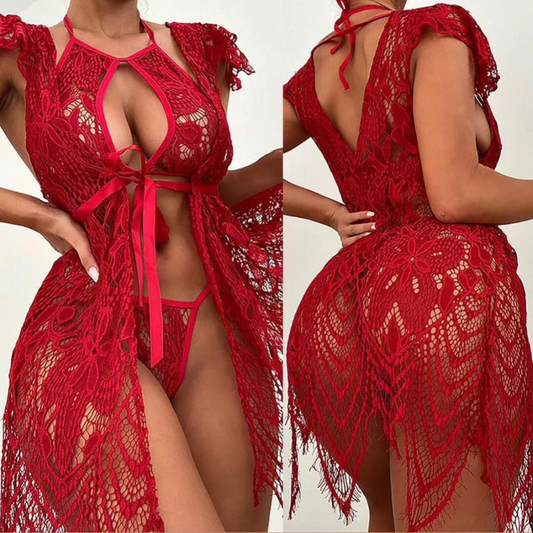 Tentation Passion - Ensemble Rouge en Crochet